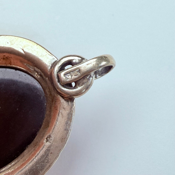 Estate 28.5 CT Green Baltic Amber Oval Panel MCM Sterling Silver VTG Bracelet - Picture 7 of 11